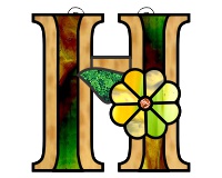 (image for) Ornamental simple "H" stained glass suncatcher pattern