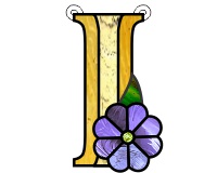 (image for) Ornamental simple "I" stained glass suncatcher pattern