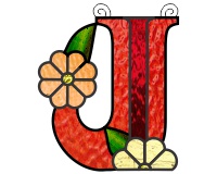 (image for) Ornamental simple "J" stained glass suncatcher pattern