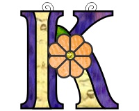 (image for) Ornamental simple "K" stained glass suncatcher pattern