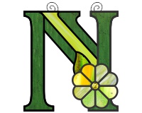 (image for) Ornamental simple "N" stained glass suncatcher pattern