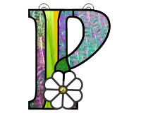 (image for) Ornamental simple "P" stained glass suncatcher pattern