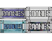 (image for) Raanes, name transom, four versions for stained glass