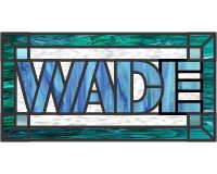 (image for) Wade, name, block letters for stained glass
