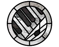 Abstract keyboard round with quarter note and staff (image for) Abstract keyboard round with quarter note and staff