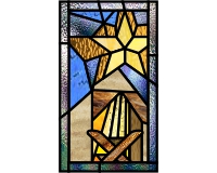 (image for) Abstract nativity 1 with border pattern for stained glass