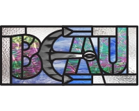 CUSTOM name pattern for stained glass, given name Beau, nautical theme, anchor and ocean
