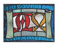 Alpha and omega, scrolls, no border for stained glass (image for) Alpha and omega, scrolls, no border for stained glass