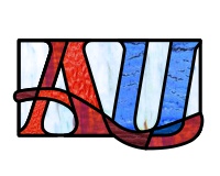 (image for) Alphabet US - "AU" var 1-4 red white and blue patriotic suncatch