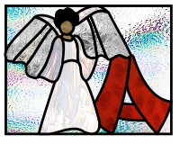 (image for) Alphabet angel 1, letter A, pattern - stained glass, glass paint