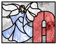 (image for) Alphabet angel 2, letter A, pattern - stained glass, glass paint