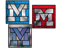 (image for) Alphabet square, bold "M" 3 variations