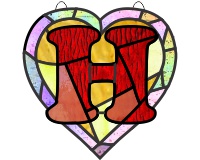(image for) Alphabet broken hearts simpler, suncatcher "H"