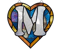 (image for) Alphabet broken hearts simpler, suncatcher "M" pattern for stain