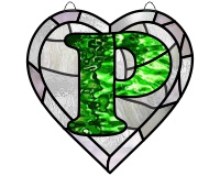 (image for) Alphabet broken hearts simpler, suncatcher "P" pattern for glass