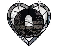(image for) Alphabet broken hearts simpler, suncatcher "Q" glass pattern
