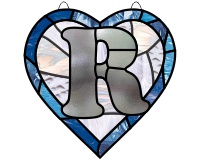 (image for) Alphabet broken hearts simpler, suncatcher "R" pattern for glass