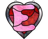 (image for) Alphabet broken hearts simpler, suncatcher "E" simplest