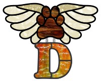 Alphabet dog paw memorial "D" suncatcher pattern, glass (image for) Alphabet dog paw memorial "D" suncatcher pattern, glass