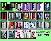 rectangular letters, alphabets for stained glass letters A through Z
