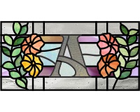 decorative alphabet, fancy font, flowers, leaves, stained glass patterns