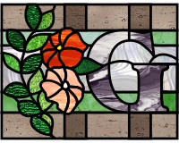(image for) Alphabet floral - 1 "G" one side, variation for stained glass