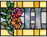 (image for) Alphabet floral - 1 "H" one side, variation for stained glass