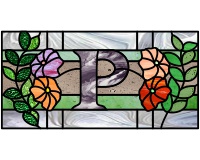 (image for) Alphabet floral "P" letter pattern with flowers for stained glas
