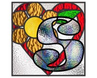 (image for) Alphabet flower heart, letter "S" stained glass pattern