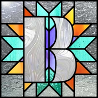 texas lone star quilt star, with letter B for stained glass