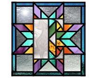 Alphabet lone star "E" (quilt block for stained glass) (image for) Alphabet lone star "E" (quilt block for stained glass)