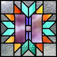 lone star quilt block with the letter H, for stained glass