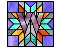 Alphabet lone star "W" var 2, quilt block pattern for stained gl (image for) Alphabet lone star "W" var 2, quilt block pattern for stained gl