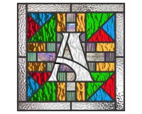 (image for) Alphabet quilt block "A" 4a, border, pattern for stained glass