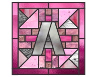 (image for) Alphabet quilt block "A" 4c, border, pattern for stained glass