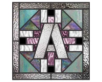 (image for) Alphabet quilt block "A" 4d, border, pattern for stained glass