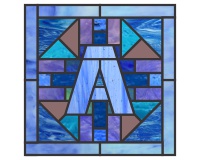 (image for) Alphabet quilt block "A" 4f, border, pattern for stained glass