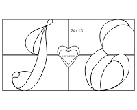 (image for) Alphabet script J and E with bevel hearts