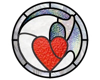 (image for) Alphabet soft "C" var 3, heart, round pattern for stained glass
