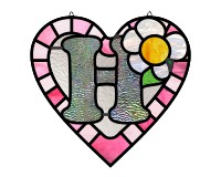 (image for) Alphabet soft "H" round heart checkers, stained glass pattern