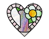 (image for) Alphabet soft "I" round heart checkers, stained glass pattern