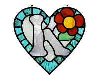(image for) Alphabet soft "K" round heart checkers, stained glass pattern