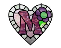 (image for) Alphabet soft "M" round heart checkers, glass pattern