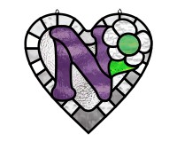 (image for) Alphabet soft "N" round heart checkers, glass pattern