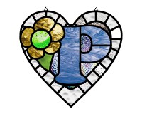 (image for) Alphabet soft "P" round heart checkers, glass pattern