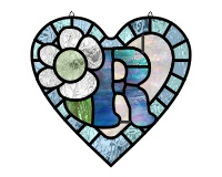 (image for) Alphabet soft "R" round heart checkers, glass pattern
