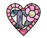 (image for) Alphabet soft "T" round heart checkers, glass pattern