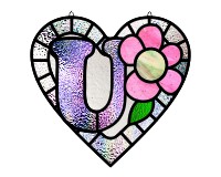 (image for) Alphabet soft "U" round heart checkers, glass pattern