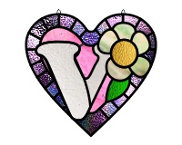 (image for) Alphabet soft "V" round heart checkers, glass pattern