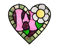 (image for) Alphabet soft "W" round heart checkers, glass pattern